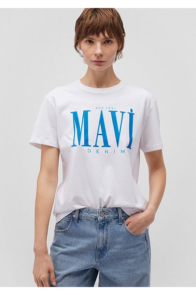Mavi Weißes T-Shirt mit Logo-Aufdruck Normale Passform / Normale Passform1611990-620