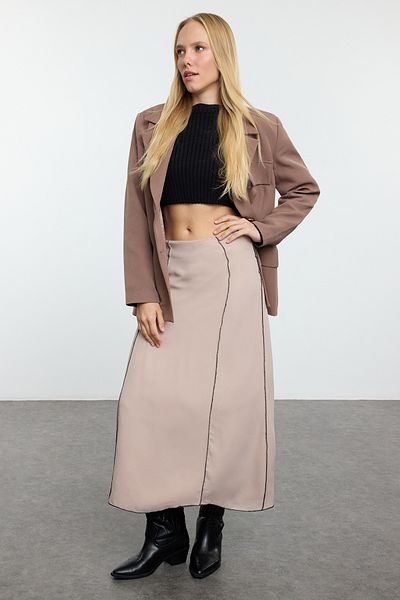 Trendyol Collection A-vonalú Sötétbézs Chiffon Maxi Szoknya - Twoaw25et00109