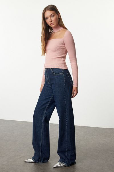Trendyol Collection Pulover din tricotaje cu guler choker Dusty Rose - TWOAW21KZ0666