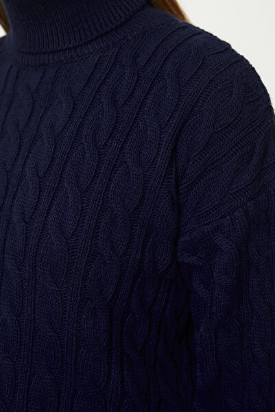 Trendyol Collection Marineblaues Midi-Strickpullover- und Kleiderset – TWOAW25EL00069