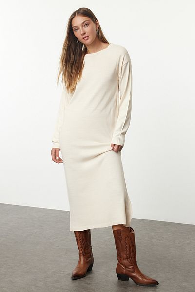 Trendyol Collection Maxi Ecru Knitwear Scarf Dress - Twoaw25el00068