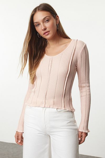 Trendyol Collection Puderfarbener Premium-Strickpullover - TWOAW25KZ00352