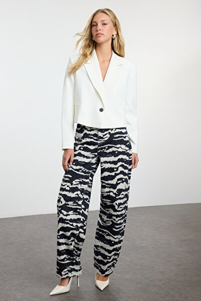 Trendyol Collection Blugi Skater cu imprimeu zebră cu talie înaltă - TWOAW25J...