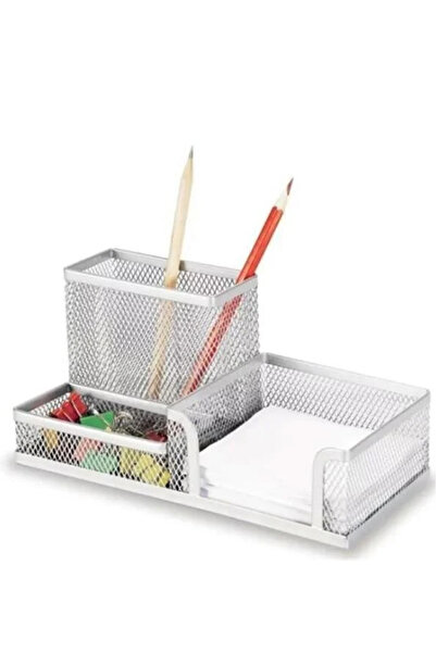Gıpta 3 Compartment Silver Metal Table Organizer Set