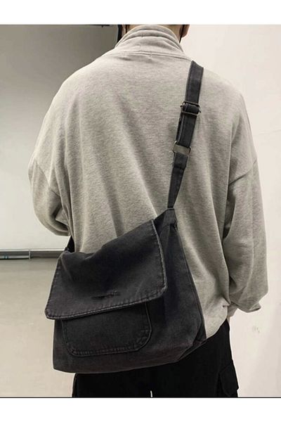 weywot Geantă neagră Messenger Geantă unisex Harajuku