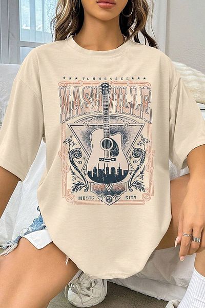 uyguntarz Μπλουζάκι Unisex Music City Printed Oversize