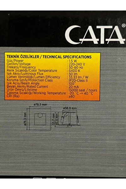 Cata CT-5183 1,5W 6400K (Beyaz Işık) Sensörlü Koridor Aydınlatması (4 Adet)