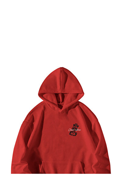 Scrovtie Kadın Erkek Kırmızı Formula 1 Texas World Speedway Baskılı Oversize Kapşonlu Kanguru Cepli Hoodie
