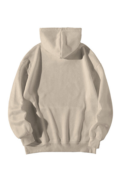 Stadium Κρεμ χρώμα Unisex Oversize Hooded Hoodie - Hell Printed