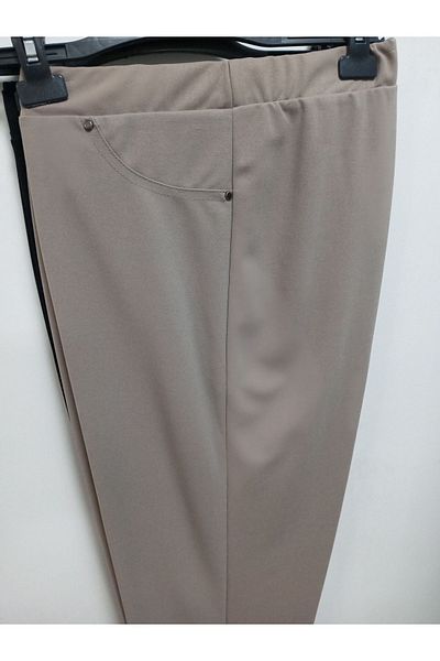 AKŞEN GİYİM LARGE SIZE ENINE NECK LYCRAL SCUBA CREPE FABRIC METALL POCKET WAIST ELASTIC CLASSIC CUT MOTHER'S PANT
