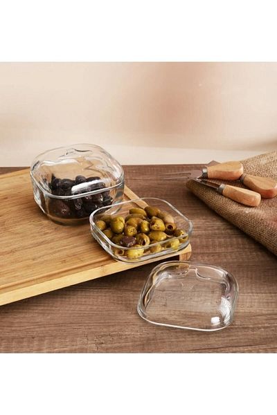 Paşabahçe Plus Set of 5 Multi-Purpose Glass Storage Containers with Lid for Breakfast