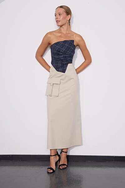 NOK İSTANBUL Cityscape Geri Dönüşüm Kumaşlı Kargo Cepli Etek AÇIKBEJ