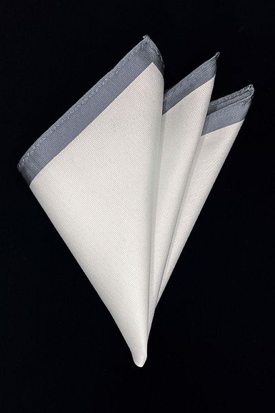 La Pescara Gray Detailed Microfiber Plain White Men's Pocket Handkerchief Sps442