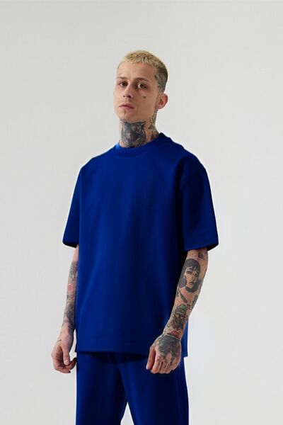 Drippy Чоловічий синій батик Oversize Зручний трикотаж