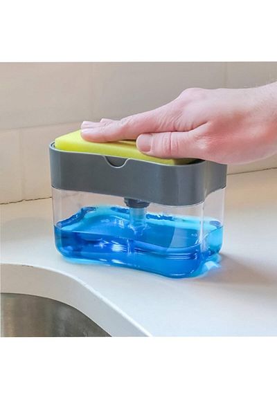 MR.PRATİC Spongematic with Detergent Tank and Pump - Dish Sponge 380 Ml