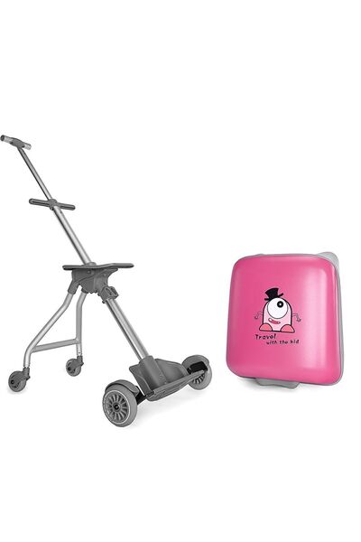 Heybee Luggages Çocuk Valizi Sevimli Canavar Oturulabilir Pembe Seyahat Bavulu