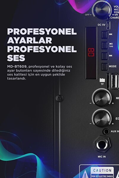 Mikado 20w Siyah Usb/bt/tf/tws Kablosuz Mikrofonlu Toplantı-parti Hoparlörü