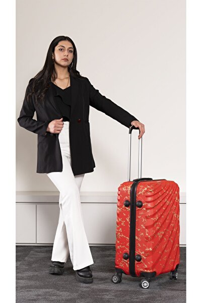 Wexta Wx-300 Baskılı Kırmızı Orta Boy Valiz