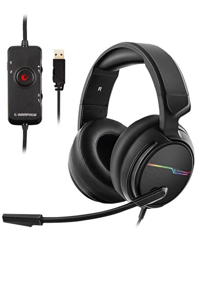 Rampage Rgw9 Comfort Siyah Usb 7.1 Surround Sound Rgb Oyuncu Mikrofonlu Kulaklık