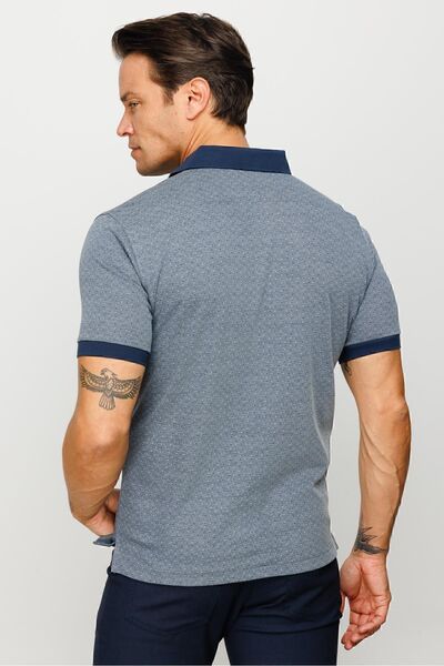 Desen Triko Men's Polo Neck Pocket Jacquard Tshirt Smoked
