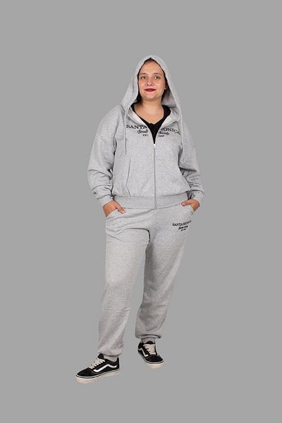 Truva XXL طقم بدلة رياضية رمادية مقاس كبير بأرجل مطاطية