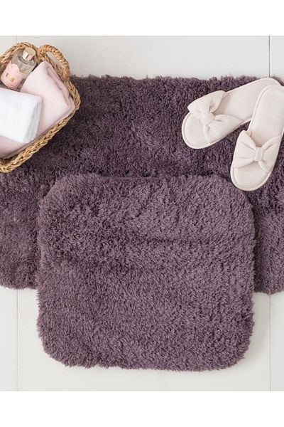 Madame Coco Dark Plum Sheep Bath Mat - 50x80+45x50 Cm