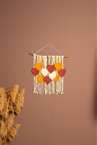 Floralmacramedesign Sonbahar Yapraklı El Yapımı Makrome Duvar Süsü