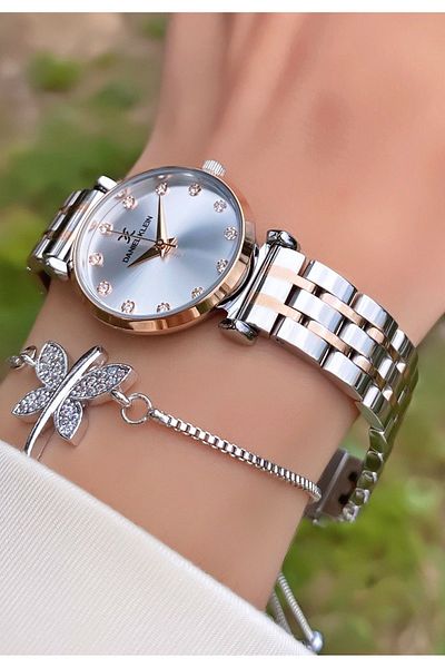 Daniel Klein Rose Brand Silver Women's Wristwatch - Small Case Bracelet