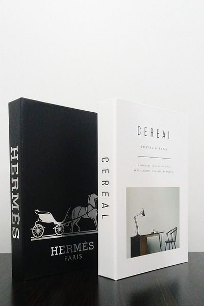 ndukkan Black Silver and Cereal Themed 2-Piece Decorative Book Box Set