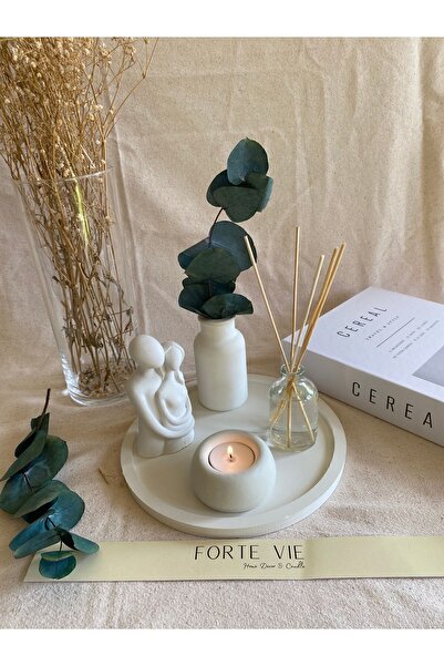 Forte Vie Dekoratif Minimal Vazo, Sarılan Sevgili Tealight Mum Ve Bebek Pudra...