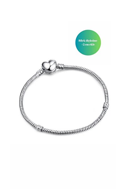 Aurora Yazılı Kalp Klipsli Charm Bileklik