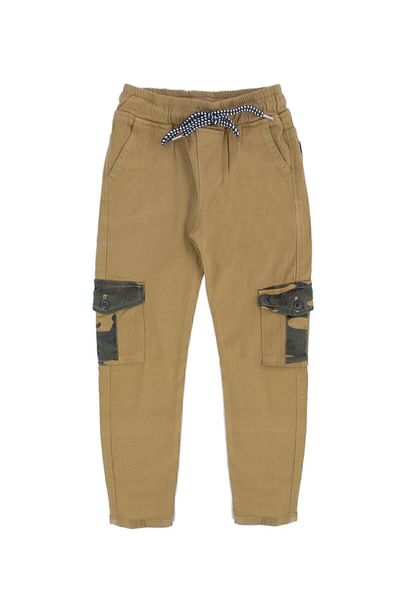 Bebelop Boy's Camouflage Patterned Lace-up Trousers with Pipe Leg Pockets