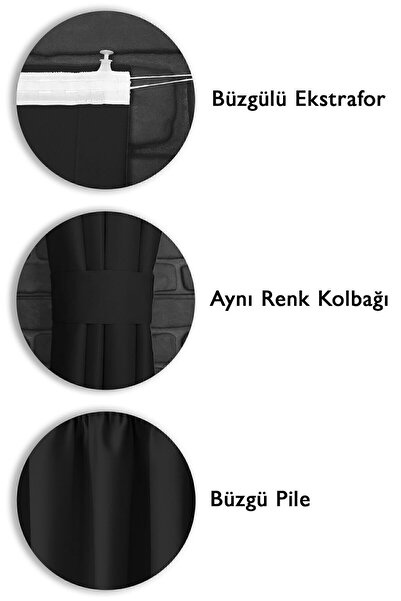 ÖZENEV Blackout Işık Geçirmez Fon Perde V-11 Siyah Pilesiz Ekstraforlu Karartma Güneşlik (ENXBOY)