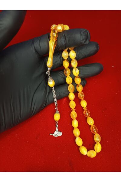 Mos Tespih Mărgele de rugăciune din chihlimbar pudră maro galben