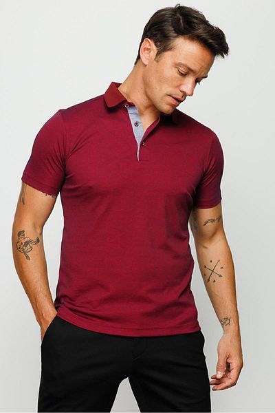 Desen Triko Ανδρικό μπλουζάκι με γιακά πόλο Claret Red