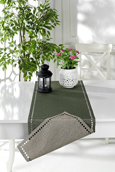 ÖZENEV Evine Özen Runner Amerikan Servis Masa Örtüsü 40x140 Cm Zümrüt Yeşili Çift Taraflı