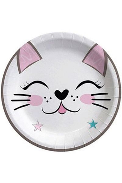 SURPRISE PARTY STORE Miss Cat Cardboard Plate 8 Pieces