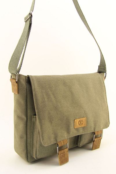 HNB Τσάντα Laptop Canvas Khaki Waterproof Postman Business School Χαρτοφύλακας (ΔΩΡΟ ΧΕΡΙΟΥ)