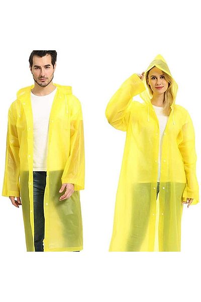 MAİN SHOP Γυναικείο ανδρικό αδιάβροχο με κουκούλα Eva Yellow Raincoat M-2532