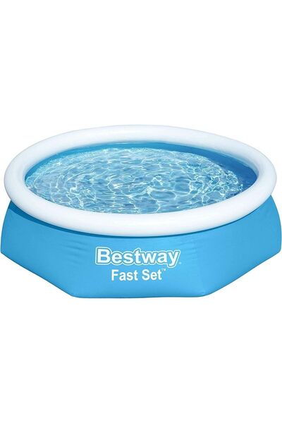 BESTWAY Fast Set Zemin Üstü Havuz, Pompasız Çap 244 X 61 Cm, Mavi, Yuvarlak