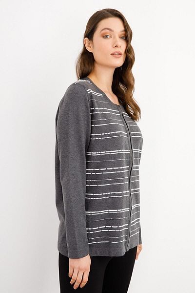 Desen Triko Melange Women's Olips Jacket - Zippered