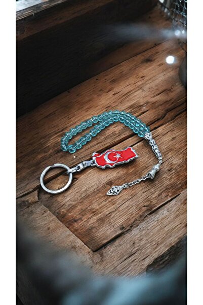 Ayver Gift Glass Model Rosary and Turkish Flag Keychain Set of 33