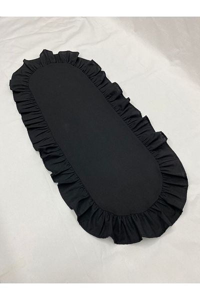 LILYUM Bumbac Poliester Volanat Oval Runner 30x80 Cm