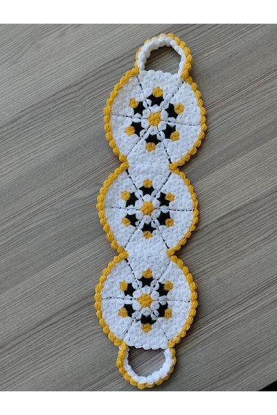 WIB TASARIM Yellow Butterfly Patterned 3-Piece Hand Knitted Fiber Set
