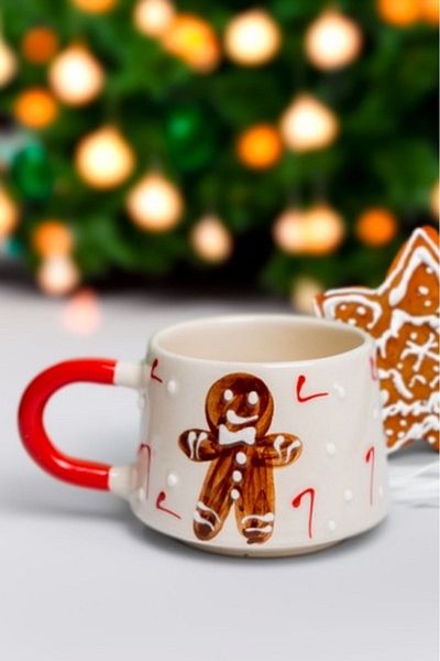 İlbay Çini Takı Gingerbread Man Ceramic Mug - Ilbay Gingerbread, Double Nescafe Cup
