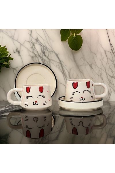 İlbay Çini Takı Plate red eared cat two pieces