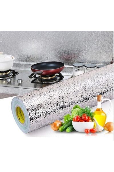 MATMAZELŞHOP Adhesive Easy to Wipe Kitchen Countertop Foil Silver 10 Meters