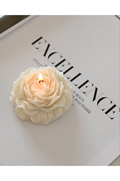 SCA CANDLE Dekoratid tekli Buyuk Şakaik Mum Gül Beyaz Luks Mum 15 Cm çapı