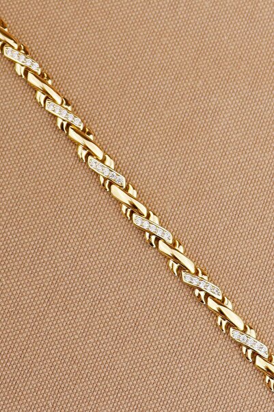 Keyifli Hayaller Xuping Bileklik - Vip X Sonsuzluk Model Beyaz Zirkon Taşlı Xuping Bileklik Gold En:6mm 17+2cm