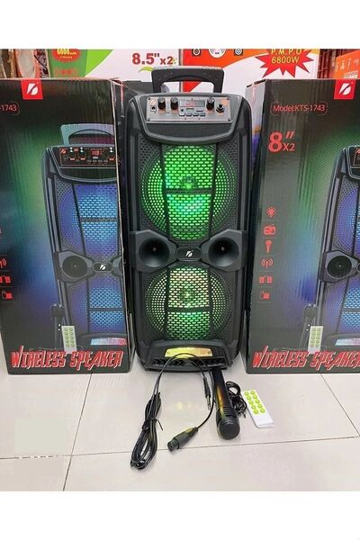 Genel Markalar 1743 Mikrofonlu Bluetooth Hoparlör 8x2 Toplantı Parti Eğlence Led Işıklı Sd Kart Fm Usb Girişli Grd